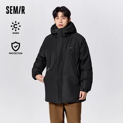 Semir Down Jacket Men 2024 Winter New Simple Casual Loose Versatile Long Coat