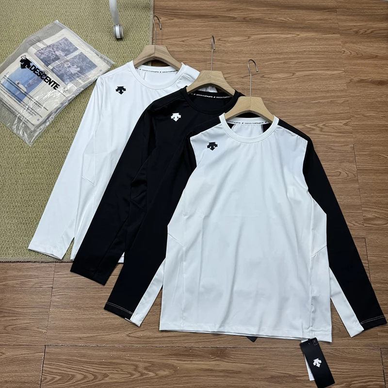 Thin sports bottoming shirt T-shirt round neck long-sleeved men's top 2026 autumn fashion new style DESCENTE
