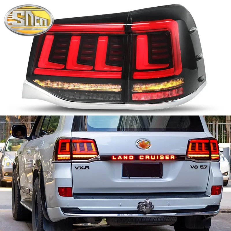 Car LED Tail Light For Toyota Land Cruiser 200 2016-2022 Rear Running Light + Brake + Reverse + Dynamic Turn Signal