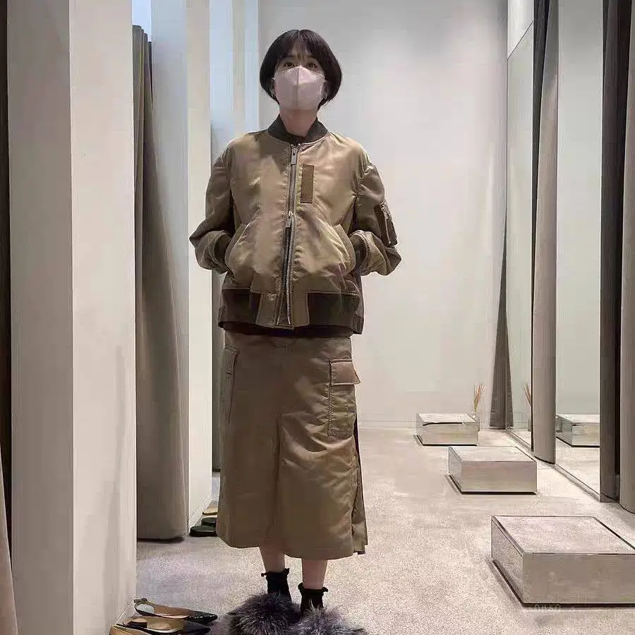 SAC Japanese design back pleated splicing flight jacket