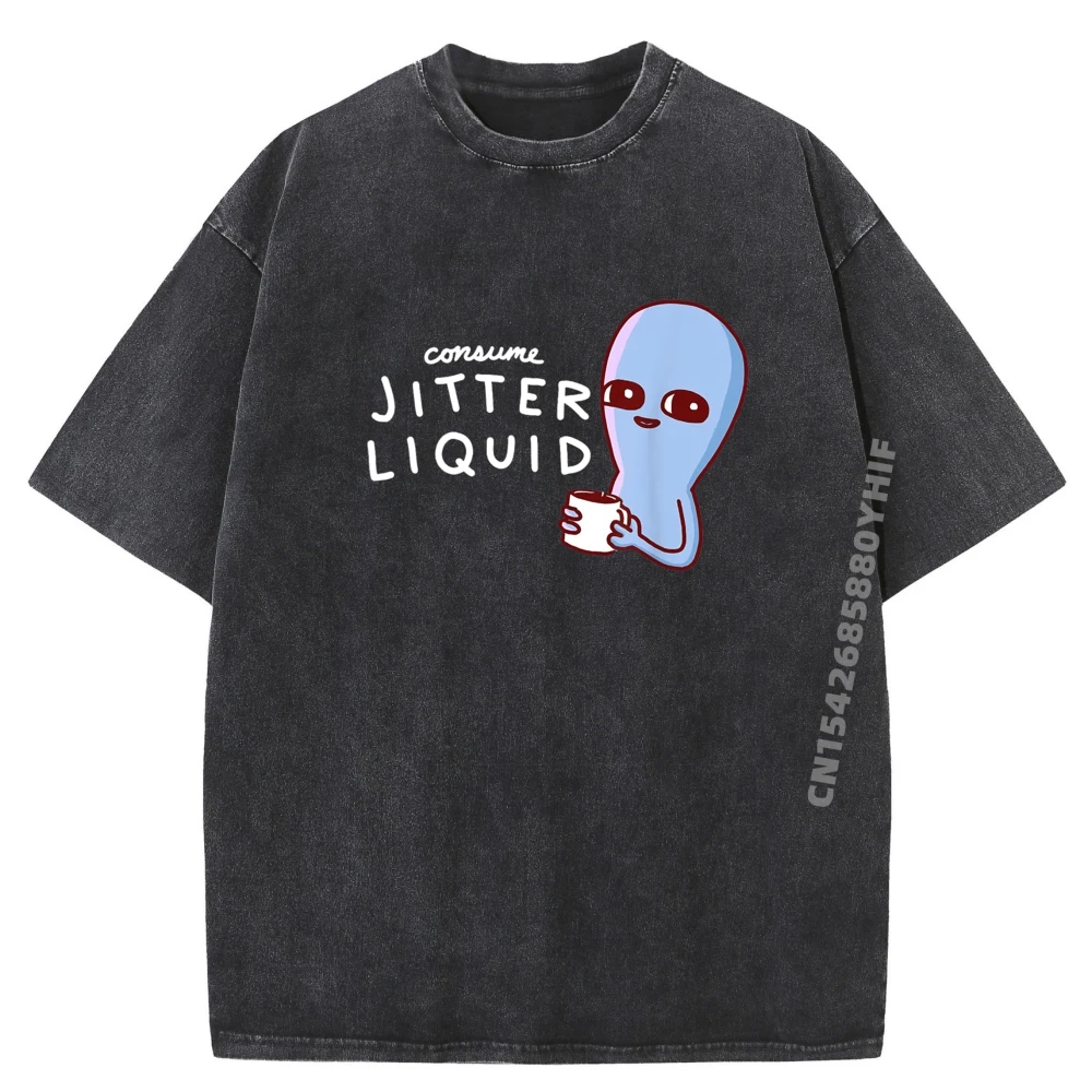 

Consume Jitter Liquid Allien Vintage Washed T Shirt Men Limited Time Special Printed Camisetas Hombre Fashion Tops