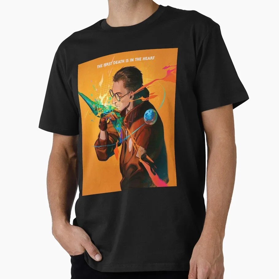 Disco Elysium Unisex T-Shirt 1001 Kim Kitsuragi Print Psyche Skill Fan Art Graphic Tee, Short sleeve Tops Gift for RPG Gamers