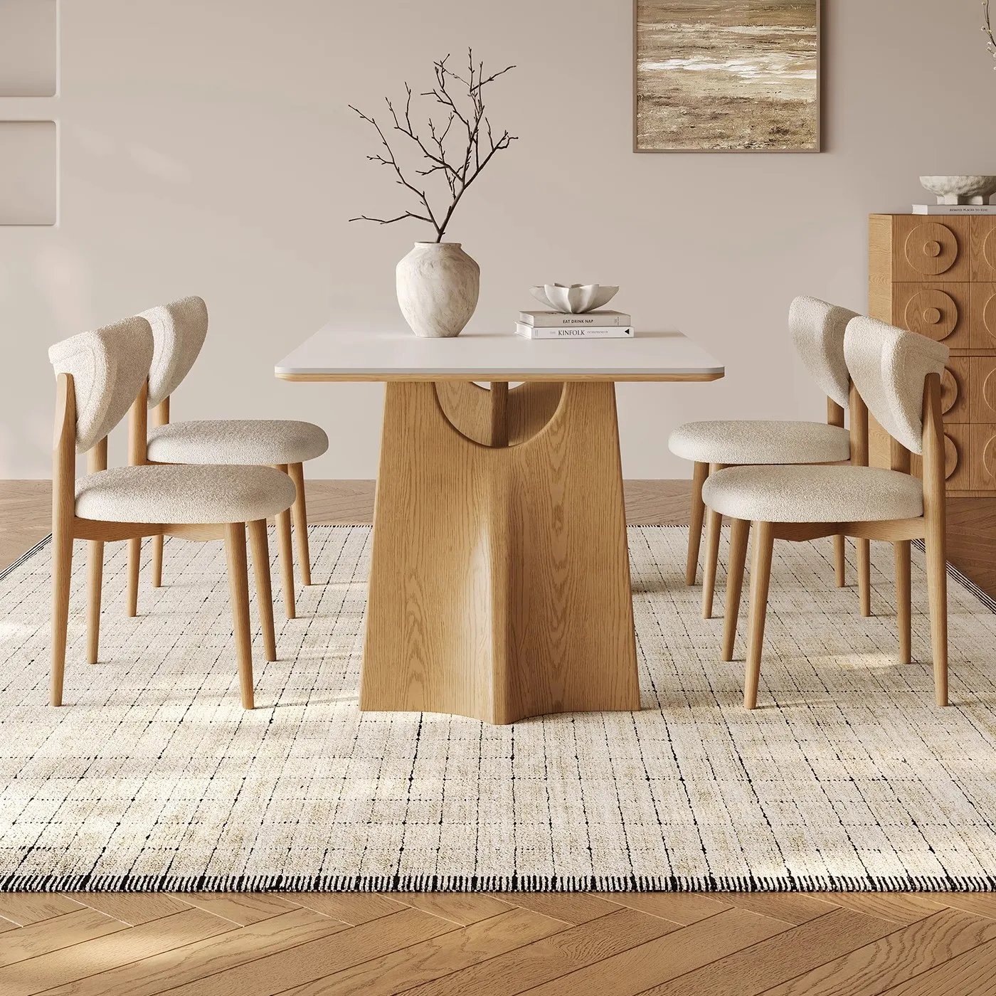 Factory Direct 2026 Log color solid wood dining table and chairs 2025 new household high-end rectangular Japanese cream-style sl