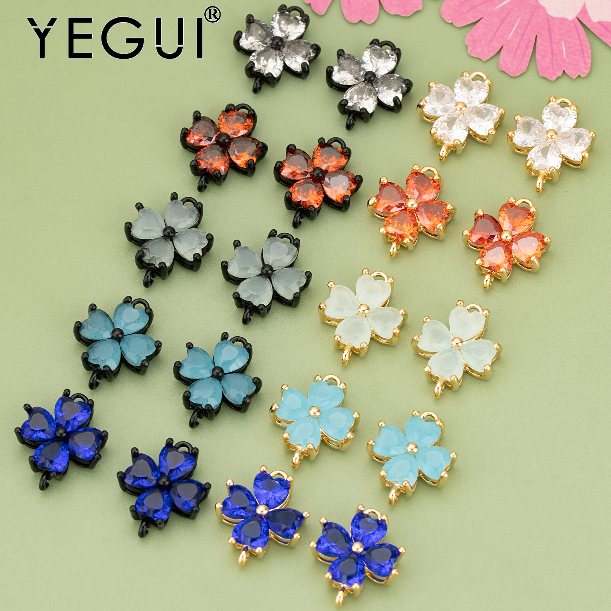 YEGUI MD75,jewelry accessories,18k gold black plated,copper,zircons,hand made,charms,diy pendants,jewelry making,6pcs/lot