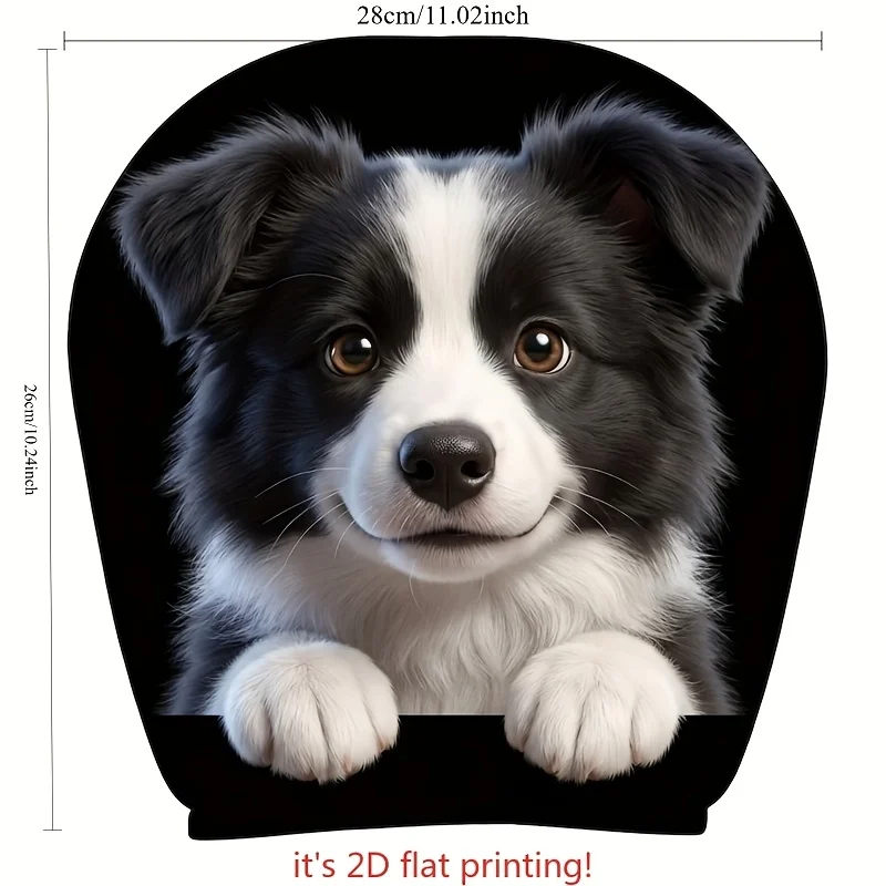 2pcs Cute Border Collie Print Car Headrest Covers | Easy to Install & Wash, Funny Design, All-season | for Travel, Daily Commu