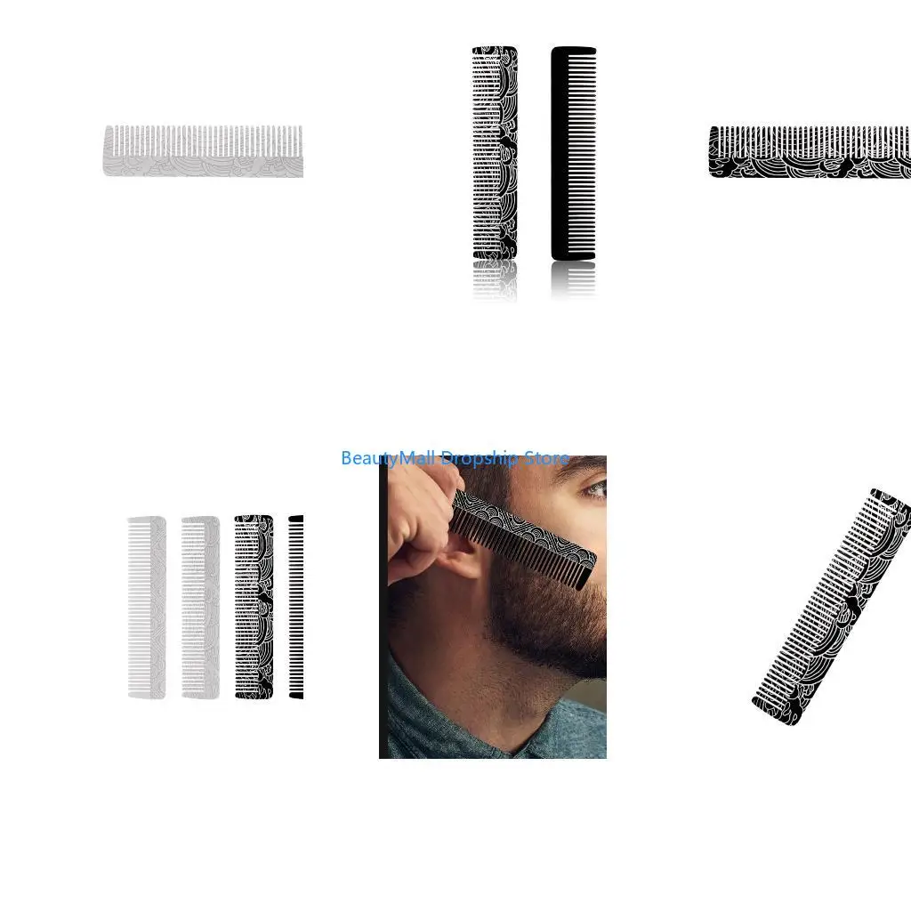 40JD Men’s Stainless Steel Oil Comb for Hairstyles Mustache Beard Comb Compact Hairdressing Tool for Travel and Daily Use