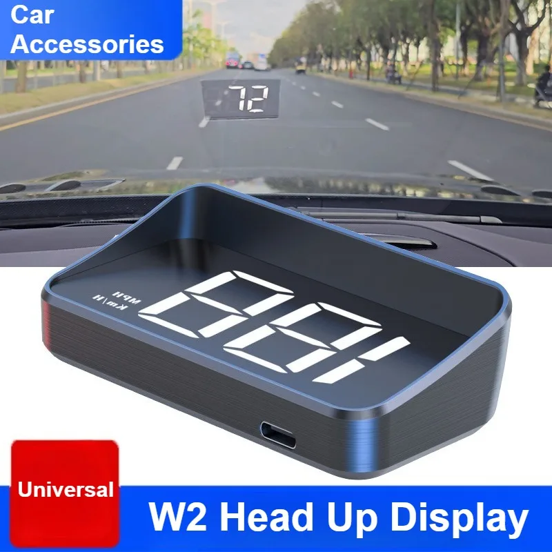 Car Head-Up Display W2 Car HUD Auto Head-Up Display Digital GPS HUD Speedometer USB Cable Plug and Play Automatic Brightness