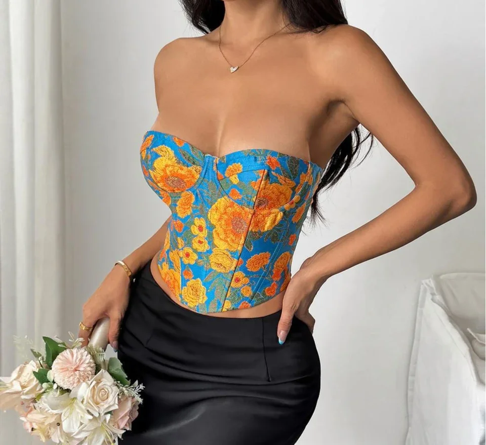 Retro Tank Tops Women's Streetwear Fashionable and Versatile Fishbone  Sleeveless Y2k Vest with Lace Up Bra for Female