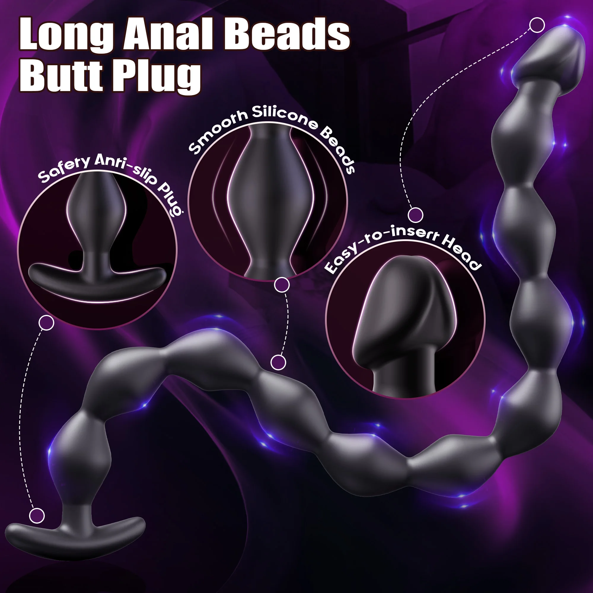 Soft Silicone Anal Beads Dildo Long Butt Beads Anus Dilator Masturbator Prostate Massage Sex Toy for Women And Men