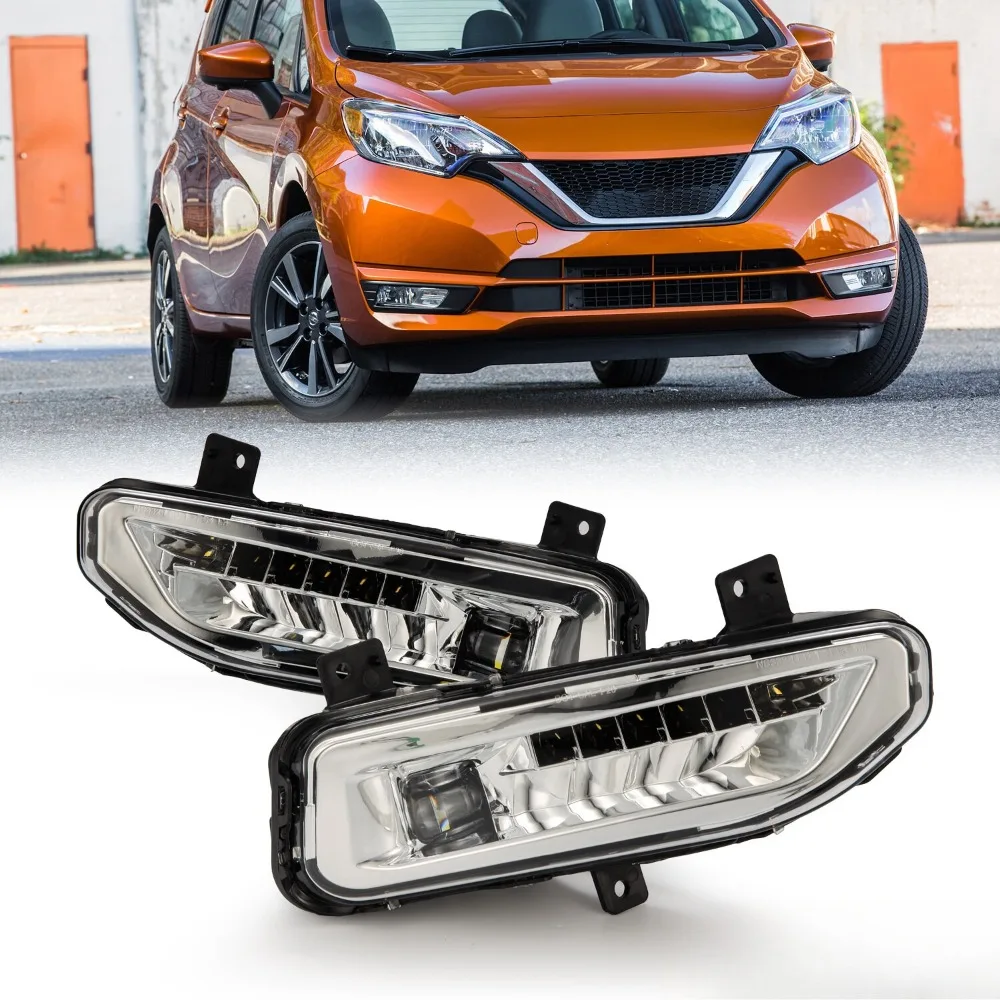 

For 17-19 Nissan Rogue Sentra Versa Note LED Fog Lights w/DRL & Turning Light