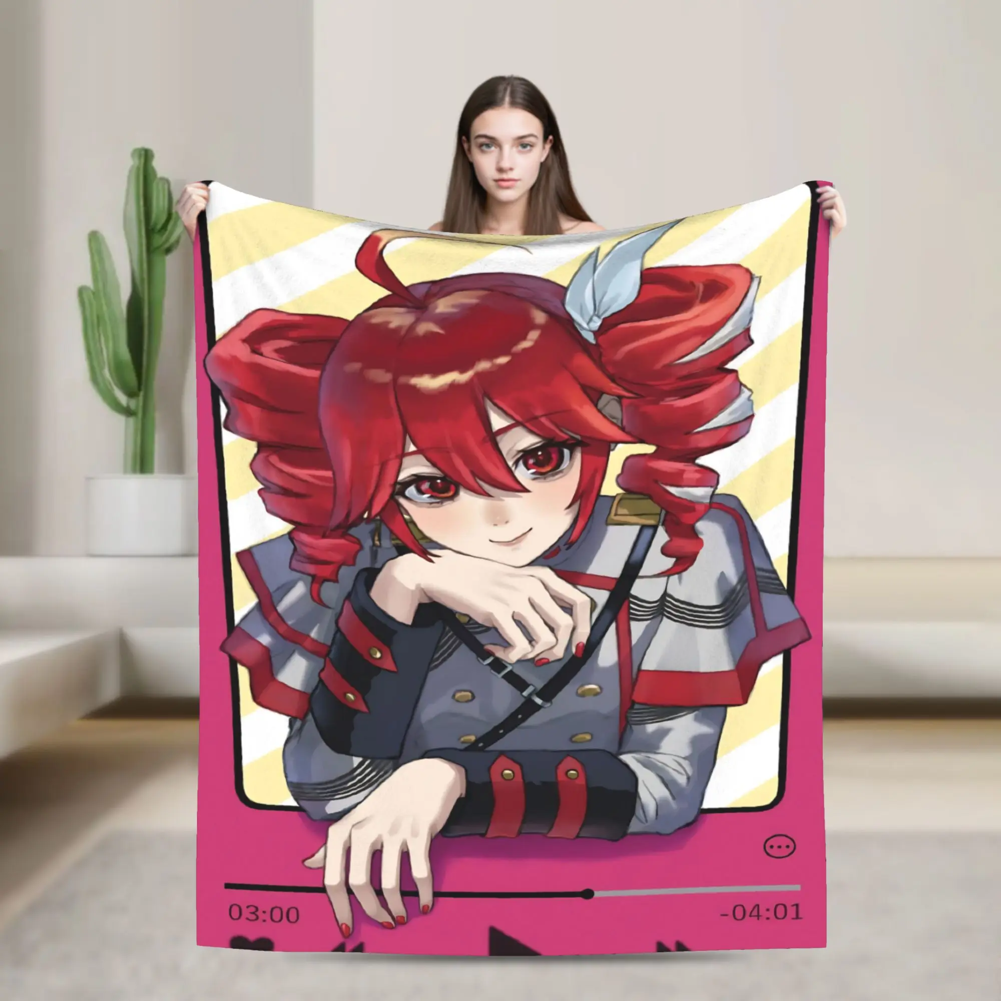 Kasanes Tetos Knitted Blankets Fleece Anime Vtuber Lightweight Throw Blankets for Bedroom Sofa Bed Rug