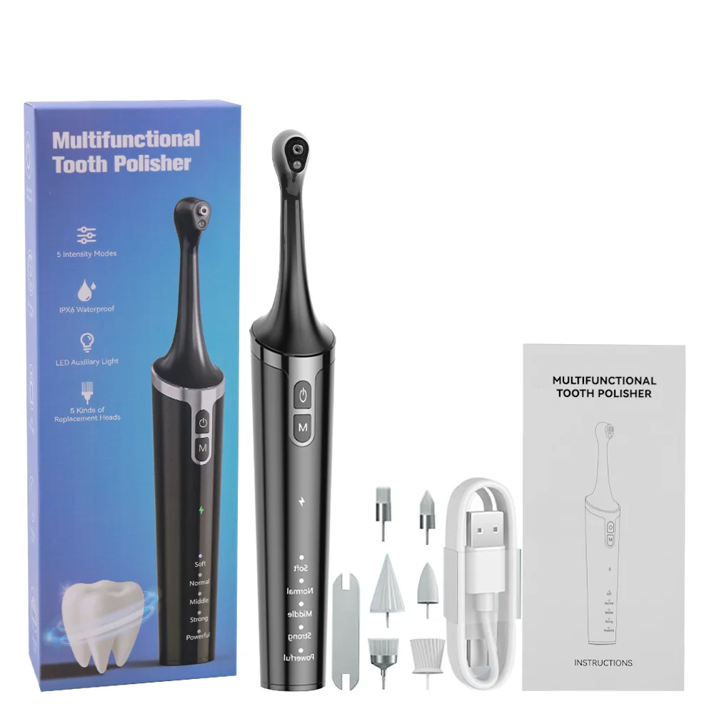 

Teeth Polisher Cleaning and Whitening Set with 7 Multi-function Brush Heads 5 Speed ​​Modes Rechargeable Teeth Cleaner Tools