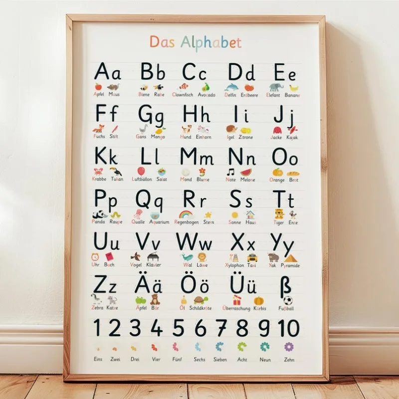 1pcs, Frameless Basic Alphabet Learning Poster (ABC Letters) - Elementary School Learning Poster for Learning To Write Letters