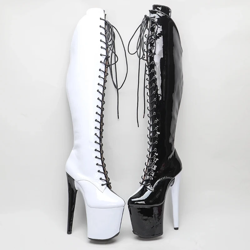 LAIJIANJINXIA 20CM/8inches Two color patent upper fashion lady High Heel platform Pole Dance boots