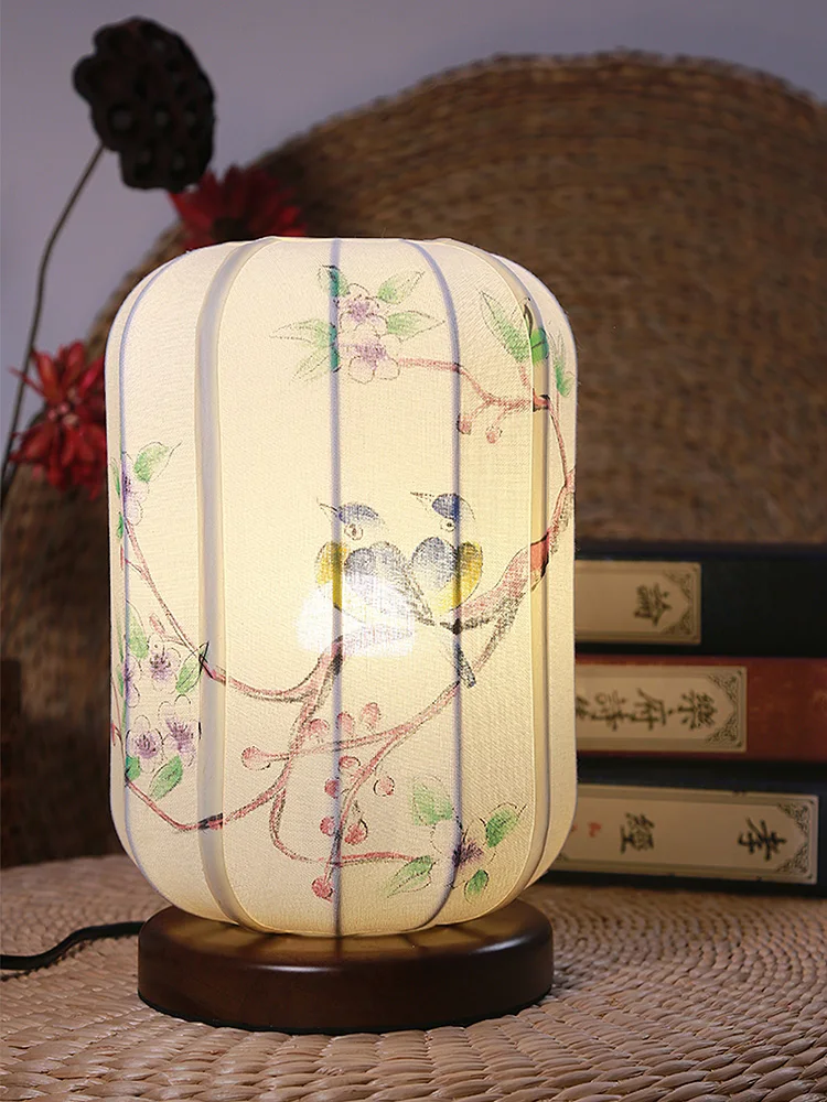 New Chinese table lamp retro nostalgic study bedroom bedside Chinese style hand-painted classical Zen teahouse atmosphere table