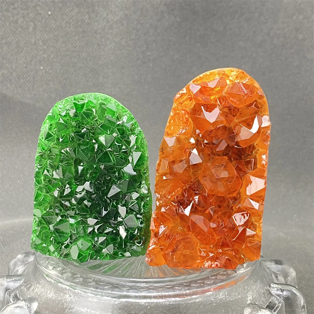 

Natural Mineral Green and Yellow Geode Crystal Ornaments Feng Shui Wealth Mysterious Treasure Orbs Home Decor Gifts