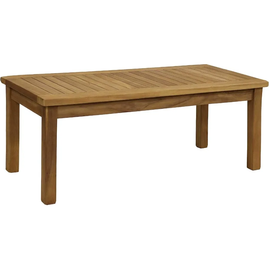 Sunnydaze Outdoor Patio Coffee Table, Solid Teak Wood, 45