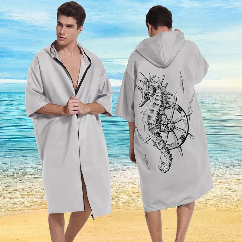 Toalla Poncho de microfibra que absorbe el agua, traje de neopreno para Surf y playa, bata de baño cambiante con capucha, toalla de secado rápido para deportes acuáticos para adultos