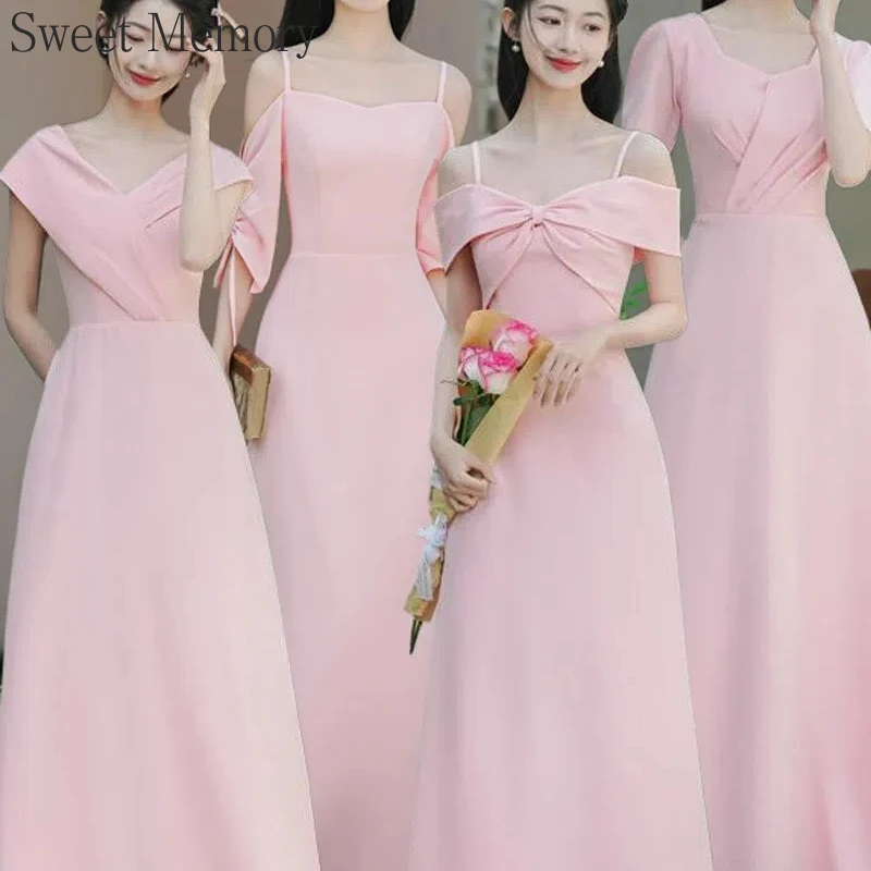 

M3128 розовое платье подружки невесты по индивидуальному заказу, атласные вечерние платья, модное длинное платье Sweet Memory для элегантных женщин, леди и девочек