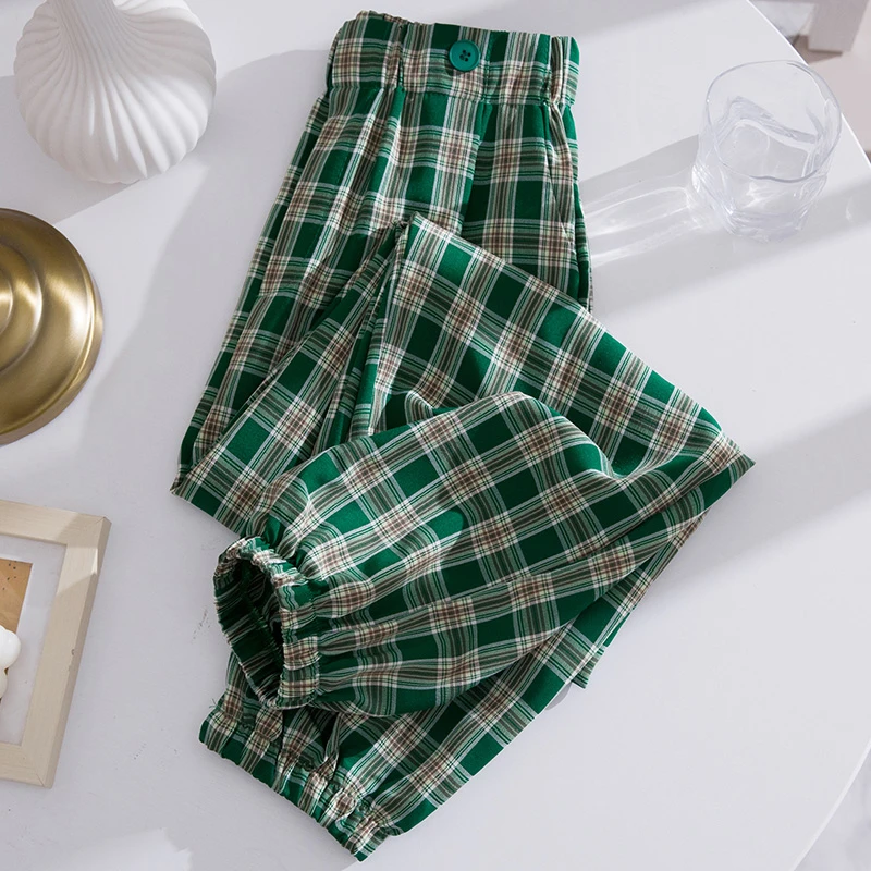 

Casual Pants Women's Wide Leg Pants Tide High Waist 2024 Korean Style Plaid Straight-leg Pants Sweatpants Trousers