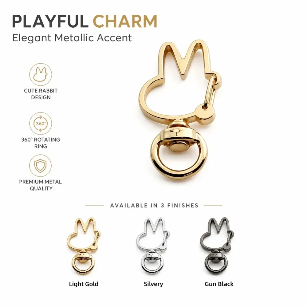 5/10/50/100Pcs Alloy Rabbit Keychain With Lobster Clasp For DIY Handmade Accessories diy Charm Pendant Keyring WHOLESALE