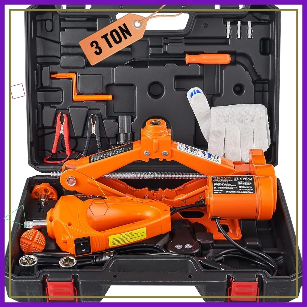 

3-тонный домкрат для электромобиля с ударным гайковертом, портативный подъемный инструмент 12 В для замены шин седана SUV Truck