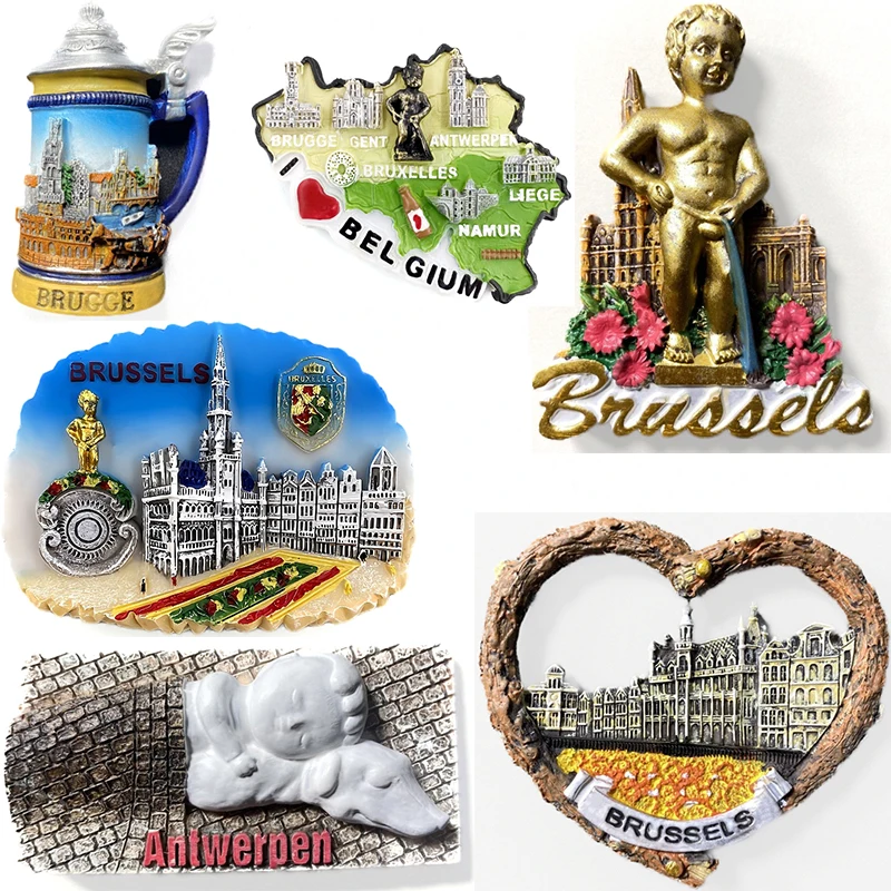 Belgio Bruxelles Anversa Bruges Magneti per frigorifero Bacheca decorativa Europa Viaggio Souvenir Adesivo per frigorifero Decorazioni per la casa