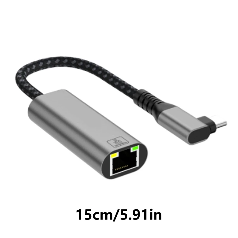 USB C 기가비트 이더넷 네트워킹 어댑터 동글 USB 네트워킹 어댑터 90도 각도 USB C 고속 이더넷 어댑터 D2RC