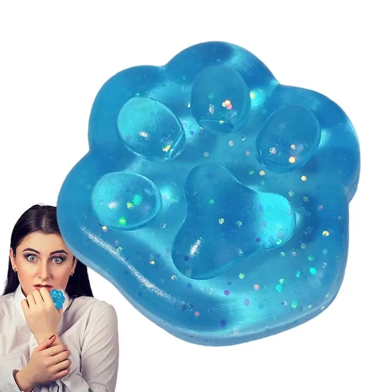 Blue Cute Cat Paw Pinch D ecompression Toy TPR Slow Rebound Stress Relief Cat Claw S quishy Fidget Toy Reduce Stress Squeeze Toy