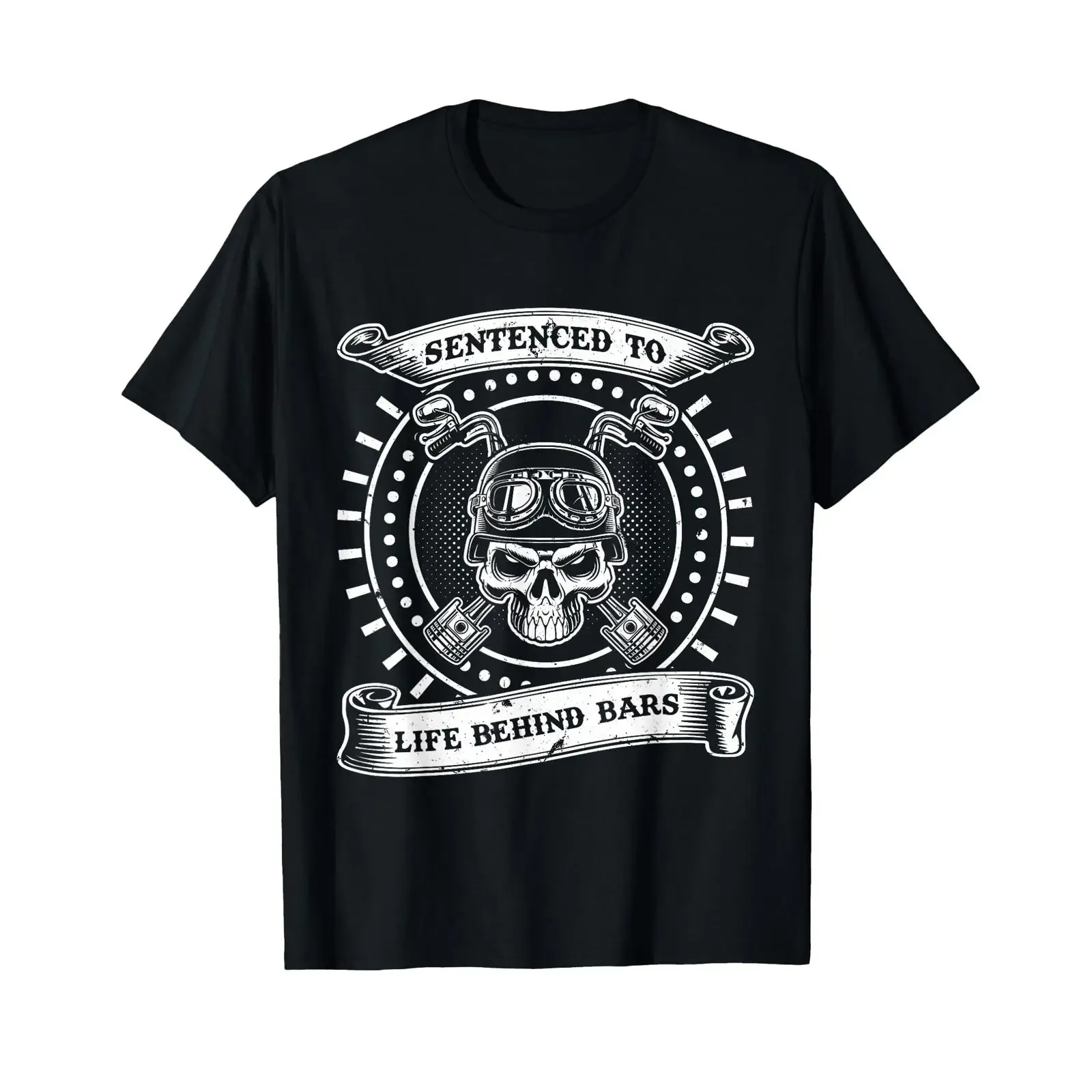Sentenced To Life Behind Bars Motorcycle Biker Lover T Shirt vintage Washed Unisex Versatile streetwear Soft Stretched homme