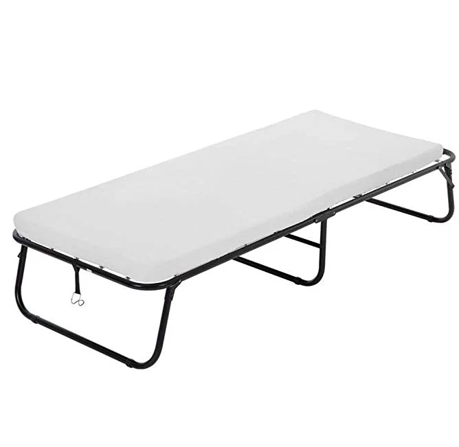 

Folding Bed, Extra Guest Bed with 5 Inch Memory Foam Mattress and Portable Metal Frame on Wheels - Easy Store