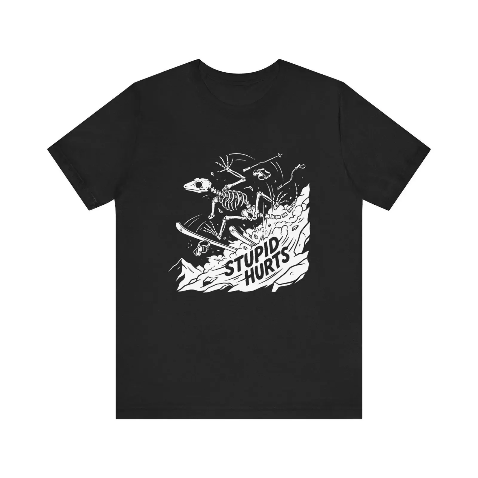 Skeleton Lizard Skiing T Shirt Hand Illustrated Adventure Apparel Outdoor  vintage Washed Soft Slightly streetwear Unisex