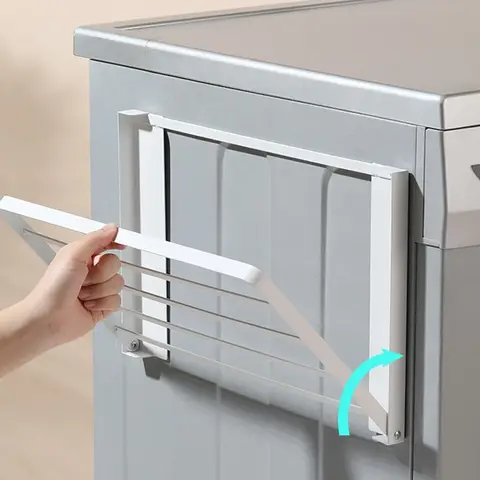 Non-Perforated Magnetic Magnetic Foldable Mini Small Laundry Drying Rack Washer Dryer Towel Rack Hanger Magnet Shelf