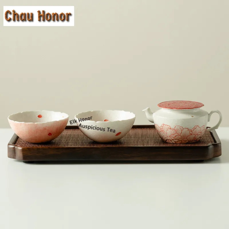 

Ручная роспись цветок гибискуса Хань колокольчик чайный сервиз полный набор роскошный набор для чайной церемонии чайник и чайная чашка набор украшение для чайного сервиза