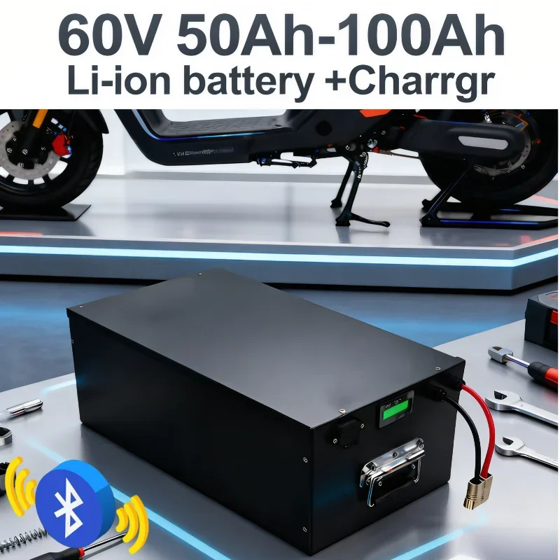 

Перезаряжаемый литий-ионный аккумулятор большой емкости 60 В 50-100 Ач с зарядным устройством для систем электрических скутеров/электрических велосипедов/гольф-каров мощностью 1–5 кВт