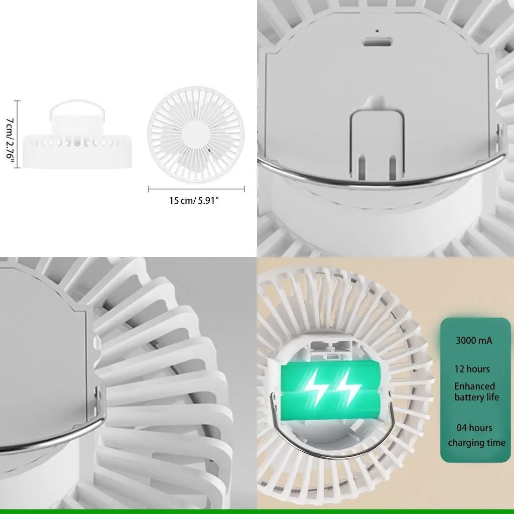 U55C 5.9'' Multifunctional Desk Fan Rechargeable Camping Fan Gift for Valentine's Day
