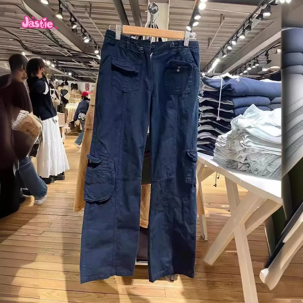 

2024 Spring And Summer BM Style Overalls For Women Multi-pocket Wide Leg Pants Low Waist Casual Sports Pants Trendy Trousers