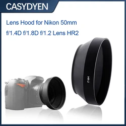Metal Lens Hood Wide-Angle For Nikon 50mm f/1.4D f/1.8D f/1.2 Lens Replace For Nikon HR-2 Lens Shade Lens Cap Hood Protection