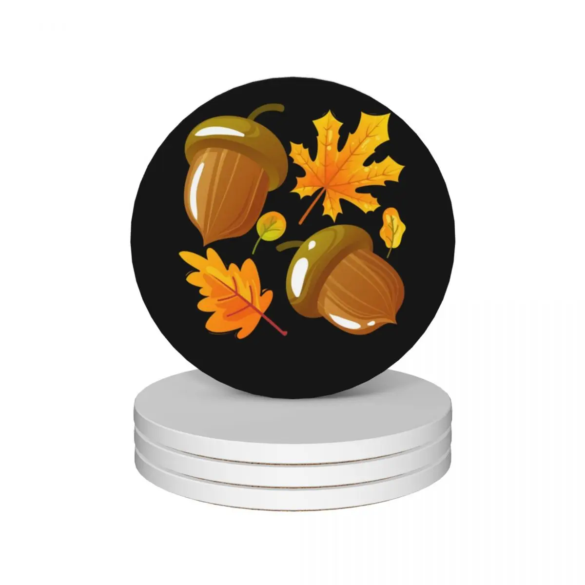 

Autumn leaves acorns Fall Lover Thanksgiving Ceramic Coasters (Set of 4) coffee cup stand for coffee cups bulk Coasters