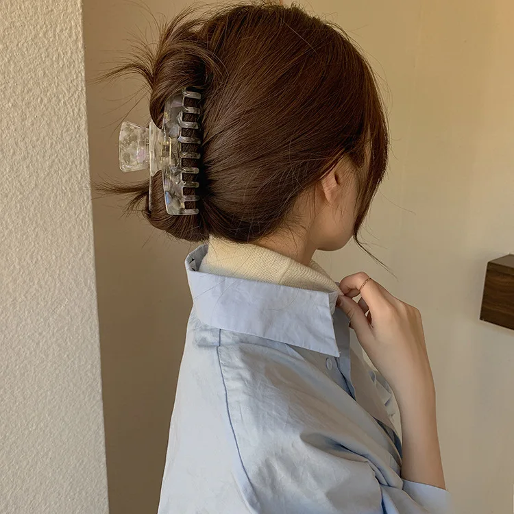 

Leopard Hair Claw Back Head Clip Elegant French Vintage Acetate Non Slip Strong Grip for Bun Updo Home