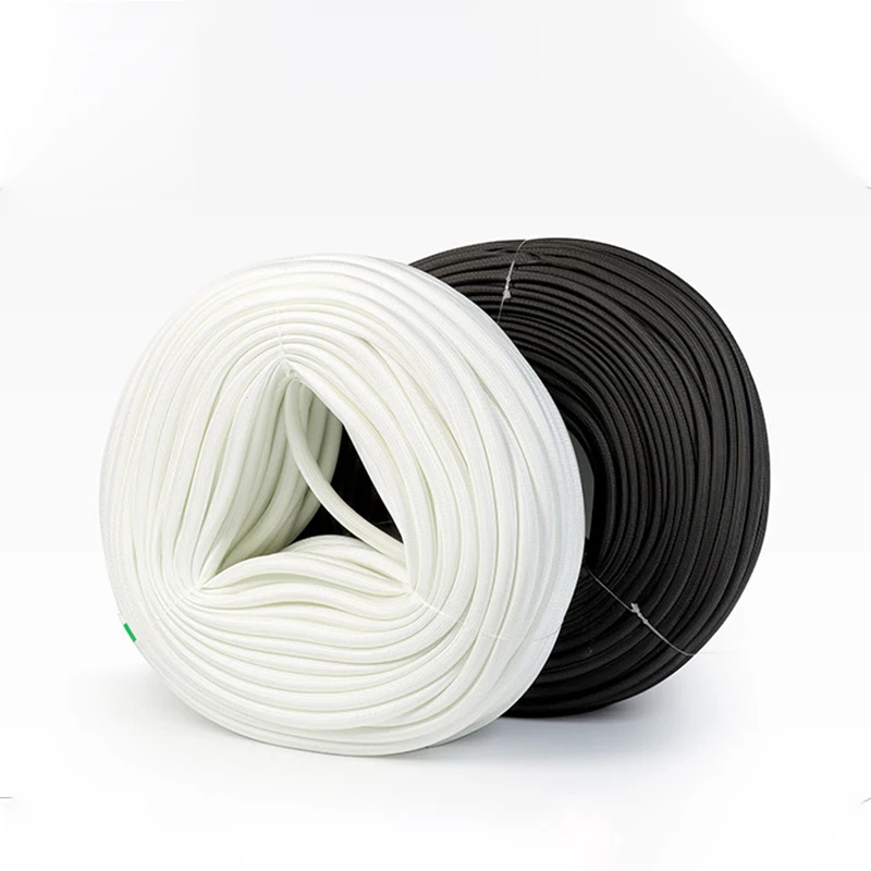 1-10m Black White Fiberglass Sleeves 600 Deg.C High Temperature Resistant Glass Braided Fiber Tube Wire Protector Wrap Sleeve