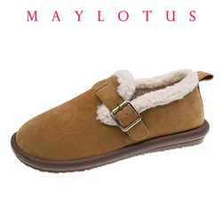 Size 35-43 Autumn Winter Casual Flat Shoes Women Moccasins Soft Loafers Fashion Comfort Warm Plush Slip on Female Cotton Shoes