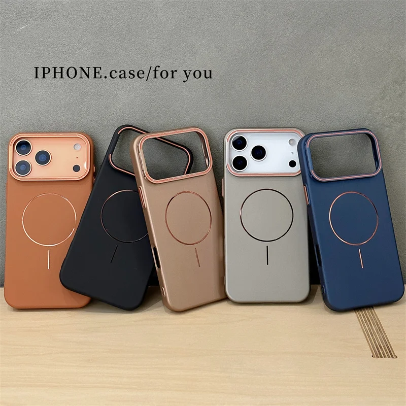 

Matte Colorful Alloy Lens Magsafe Case for iPhone 14 15 16 17 Pro Max 17promax Wireless Charging Flip Lens Shockproof PC Cover