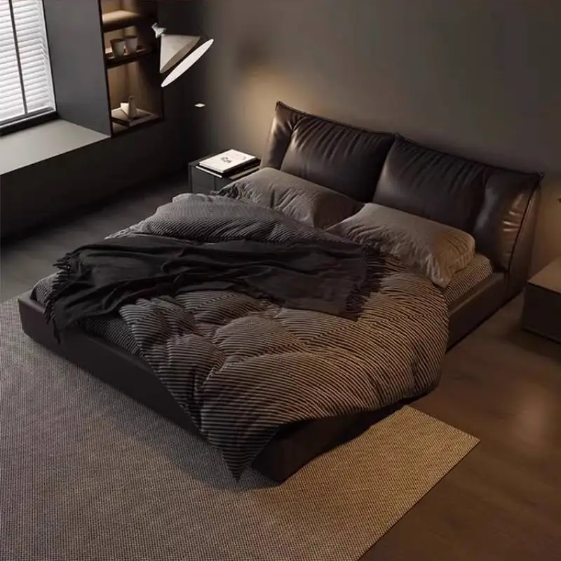 Tempat Tidur Double Hitam Putih Abu-abu Eropa Australia Penyimpanan Lit Luxe Tempat Tidur Double Jepang Modern Cloud Camas De Dormitorio Furnitur