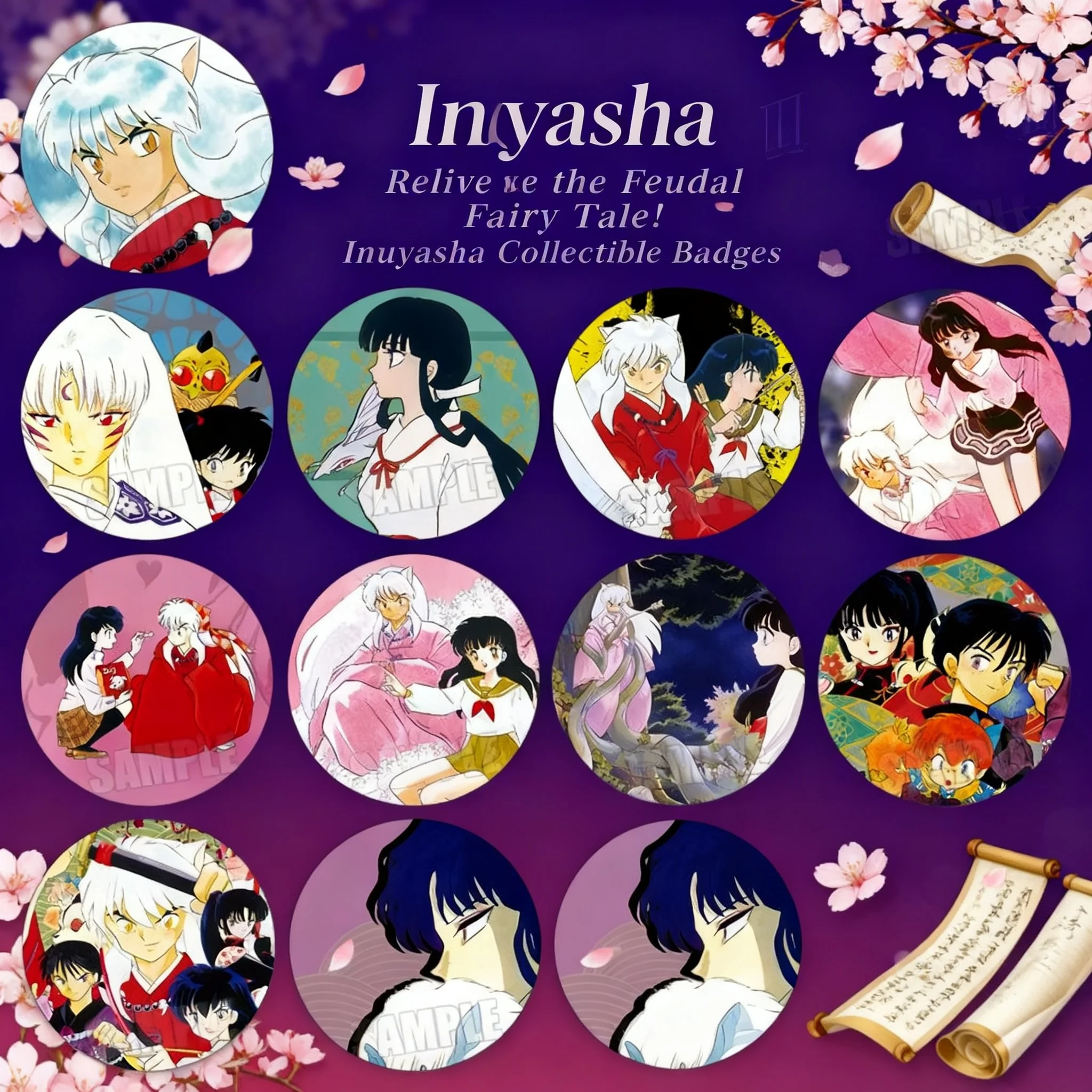 

Inuyasha Kagome Sesshomaru Shippo Sango Naraku Anime Badge Pin Set 14 Styles Japanese Manga Cosplay Collection Gift For Fans