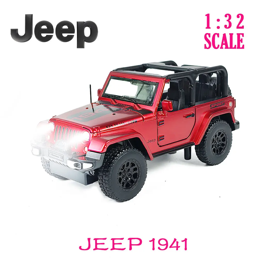 

1:32 jeep 1941 Diecast Pullback Muscle Car Model Repilca with Light Sound Scale Alloy Miniature Kid Boy Xmas Gift Toy