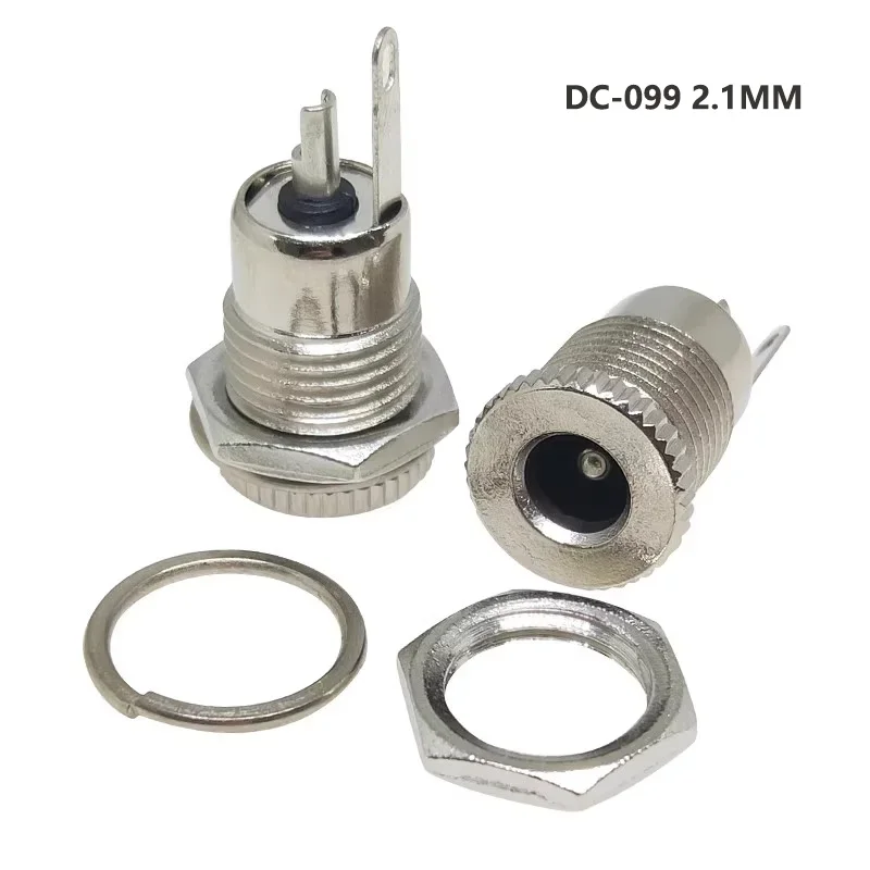 10/50PCS DC099 5.5 mm x 2.1mm DC Power Jack Socket 5.5*2.1 5.5*2.5mm Female Panel Mount Connector Metal DC-099 Open Hole 11MM