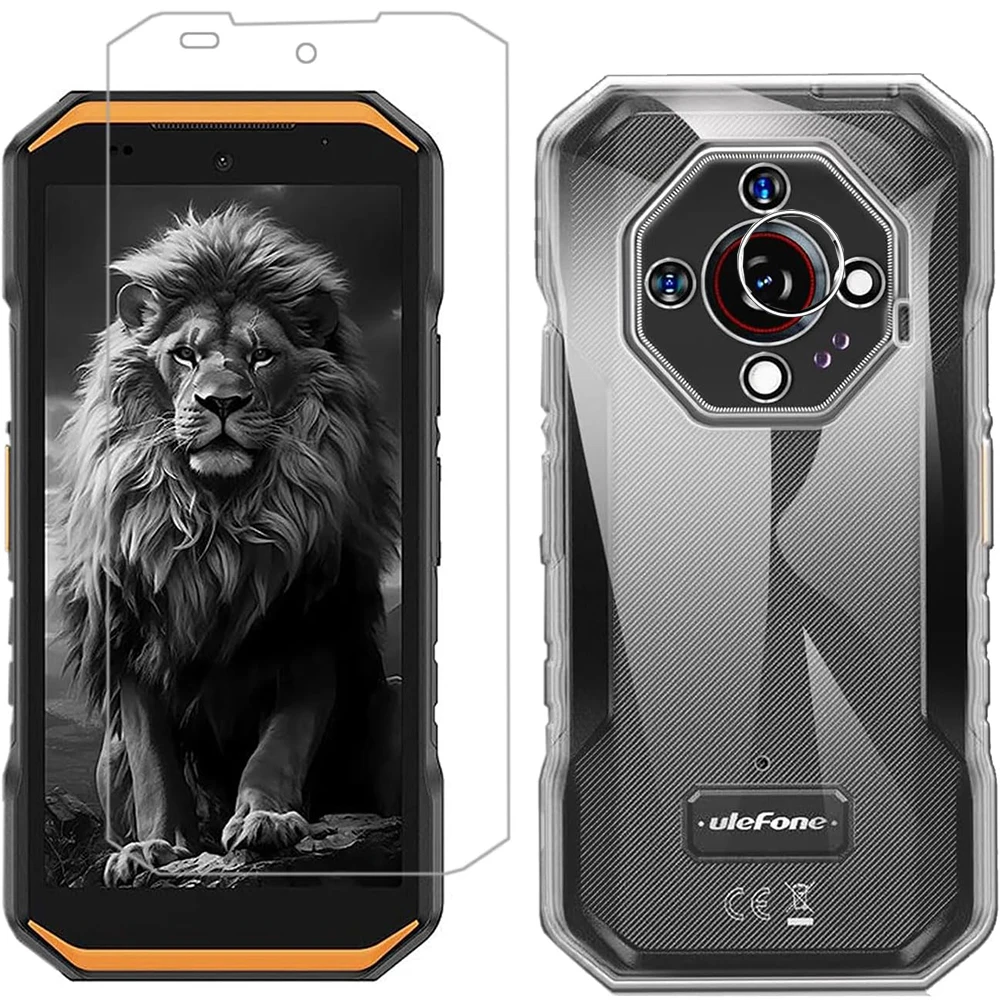 3in1 Soft TPU Camera Protection Back Phone Case with Screen Protector Tempered Glass for Ulefone Armor X32 Pro 5.65" Lens Film