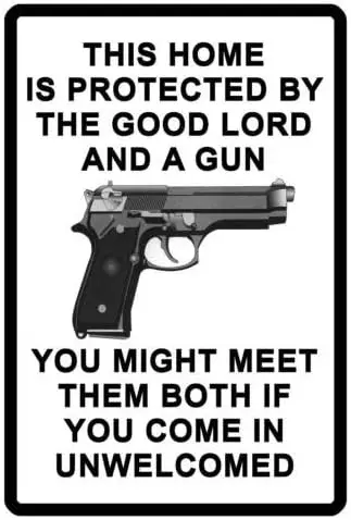 Metal tin sign 8x12 inches No Trespassing Sign Gun and God Durable Aluminum Sign No Soliciting Sign, TinSignEUa20147