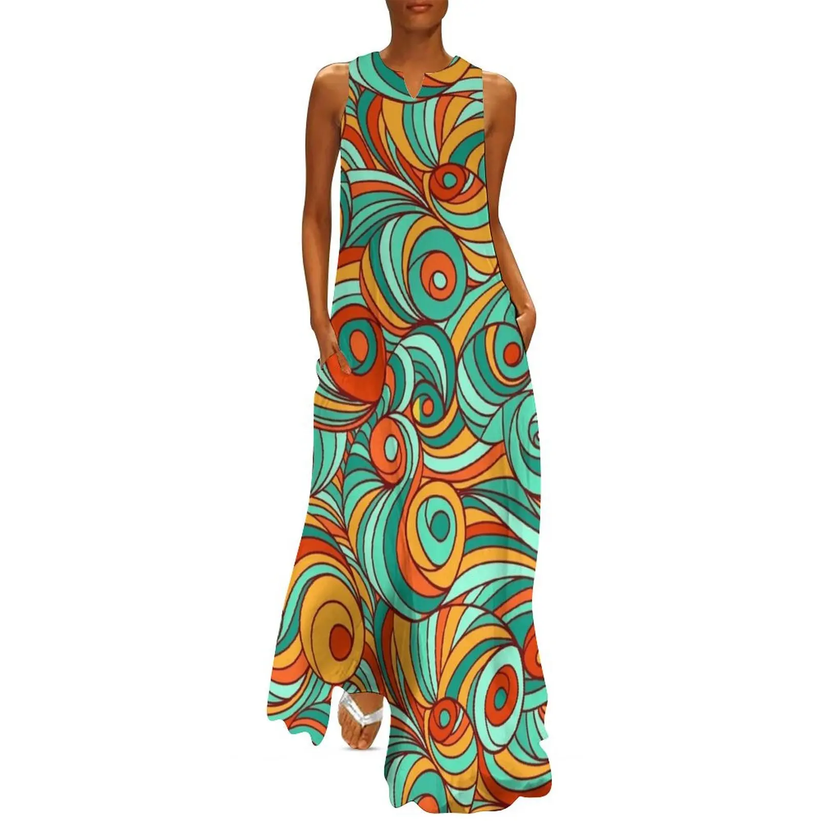 Swirling 70’s Long Dress dresses for women 2025 ladies dresses for special occasion dresses for woman Summer skirt Dress